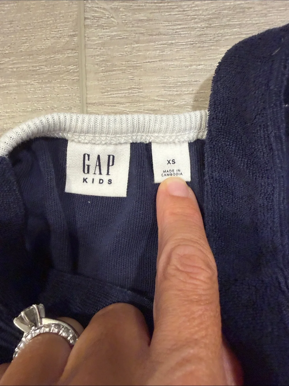 GAP Navy Terry Romper with White Trim and Rainbow Accent